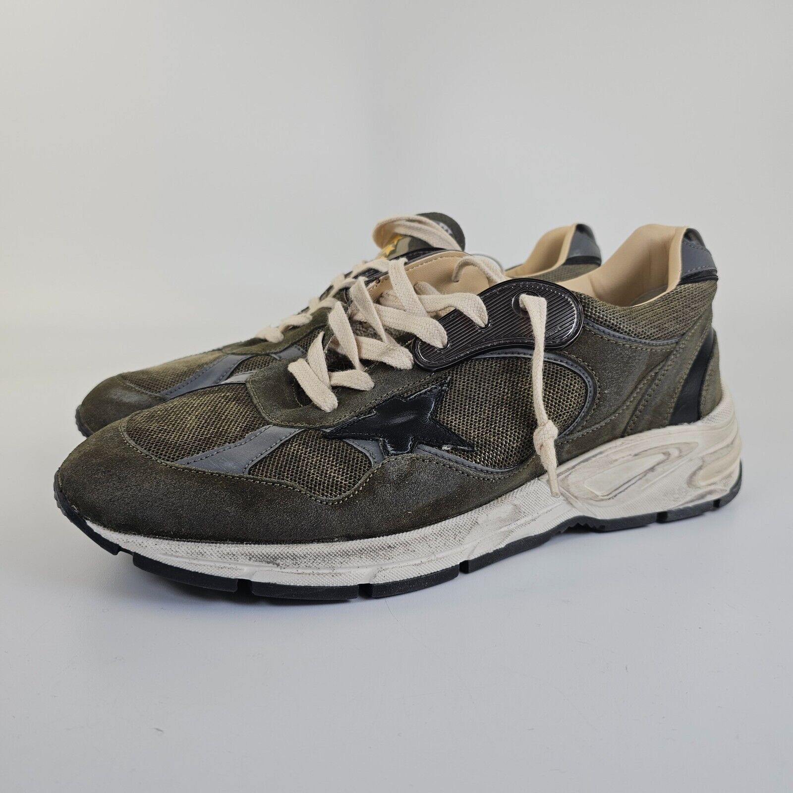 Golden Goose Dad-Star Men's Green Suede Low Top Sneakers New