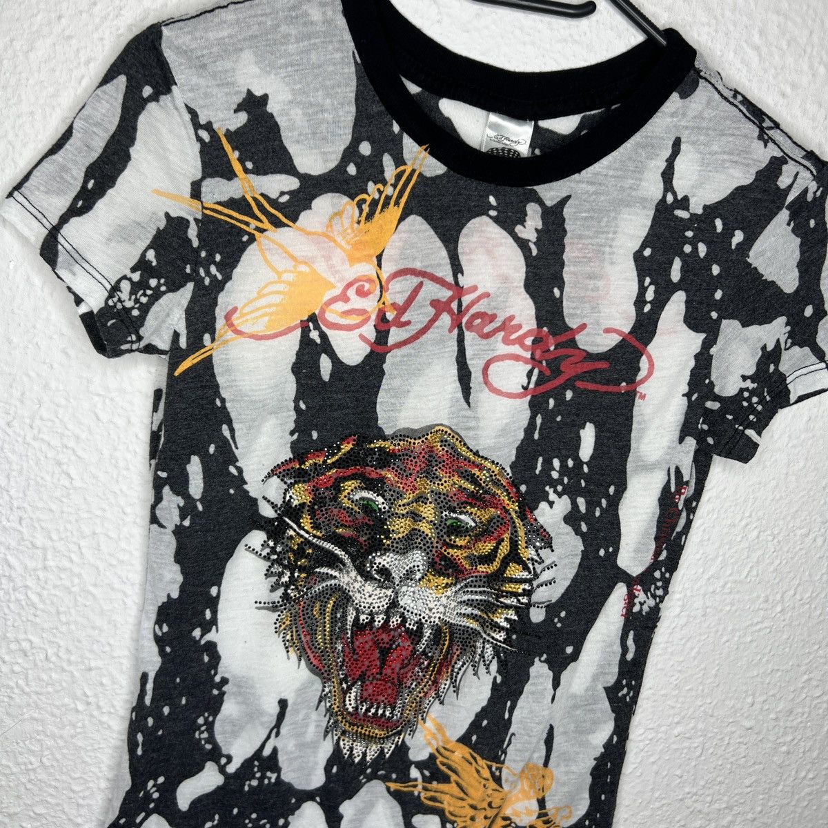 Christian Audigier × Ed Hardy Ed Hardy Christian Audigier Tee Tshirt Swarovski Tiger Y2K Size S / US 4 / IT 40 - 3 Thumbnail