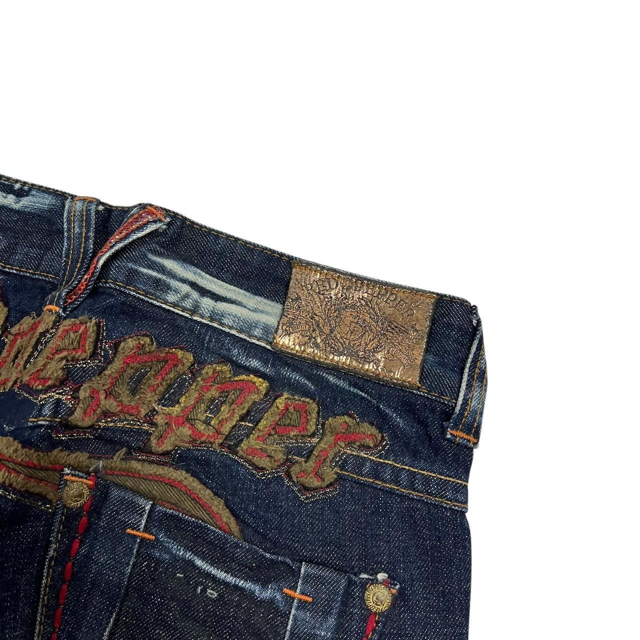 Japanese Brand Vintage Women’s Red Pepper Embroidered Flared Jeans Waist 27 Size 27" / US 4 / IT 40 - 4 Thumbnail