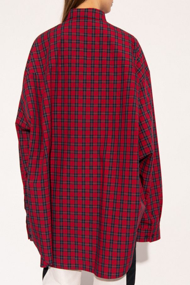 Balenciaga o1mle0424 Oversized Shirt in Red Size S / US 4 / IT 40 - 4 Thumbnail