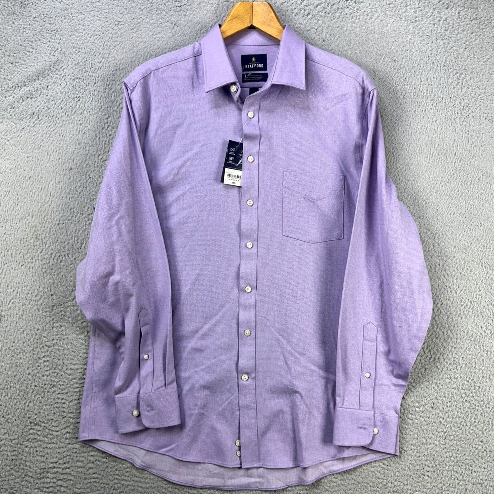 Stafford Stafford Shirt Dress Mens 16-16.5 Large Purple Premium Stretch Regular Fit Shirt Dress Mens 16-16.5 Large Purple Premium Stretch Regular Fit NEW Size 42R - 2 Thumbnail