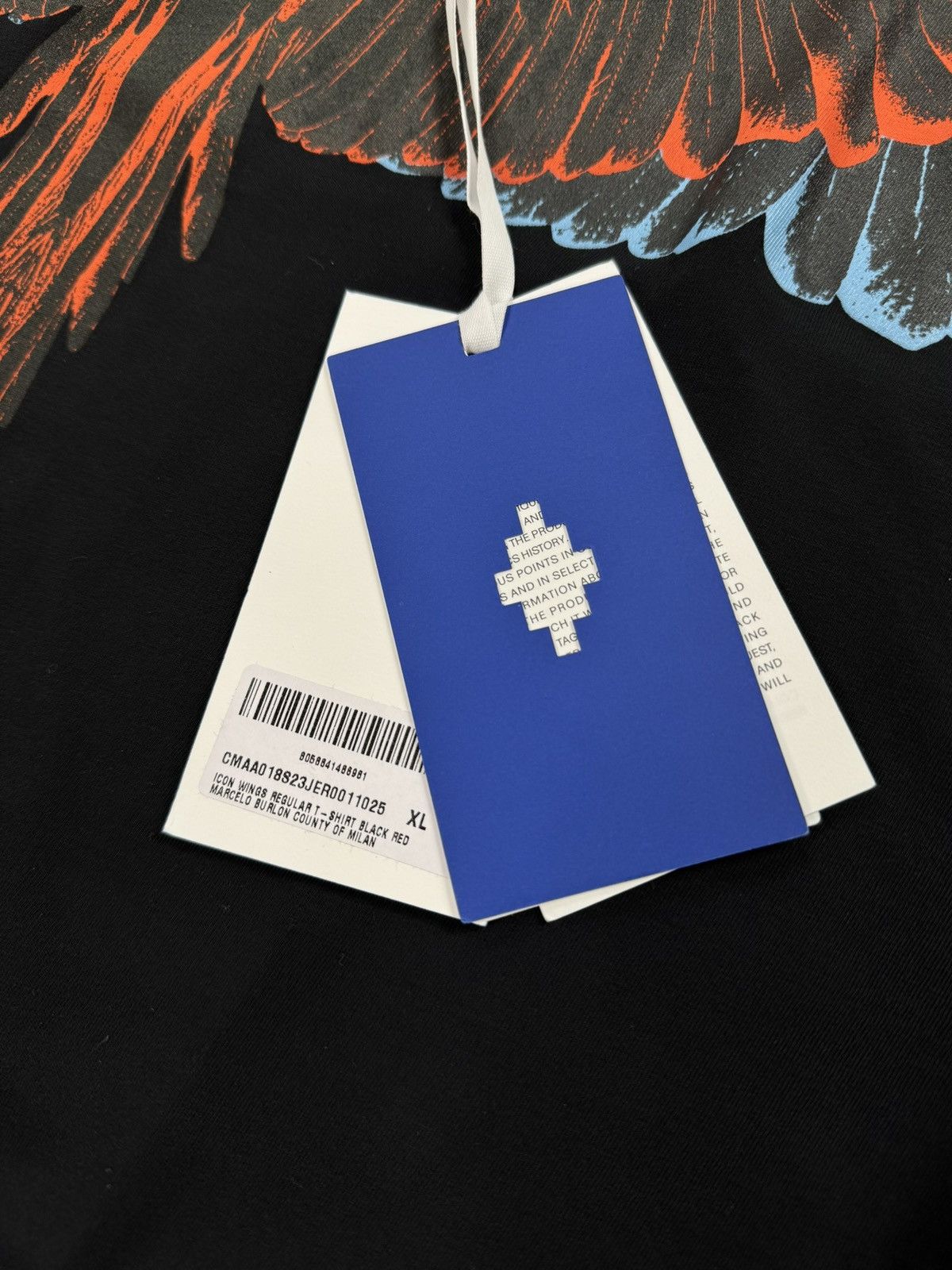 Marcelo Burlon MARCELO BURLON WING TEE ORANGE BLUE BLACK Size US XL / EU 56 / 4 - 4 Thumbnail