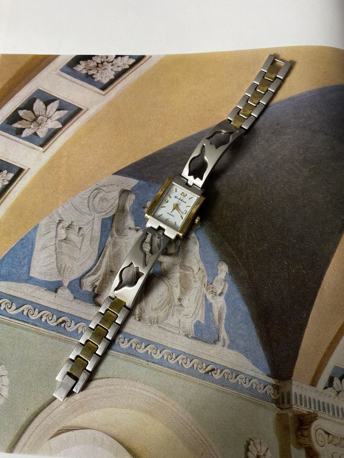 Jewelry Two-Tone Vintage Floral Cutout Watch Bracelet Size ONE SIZE - 1 Thumbnail