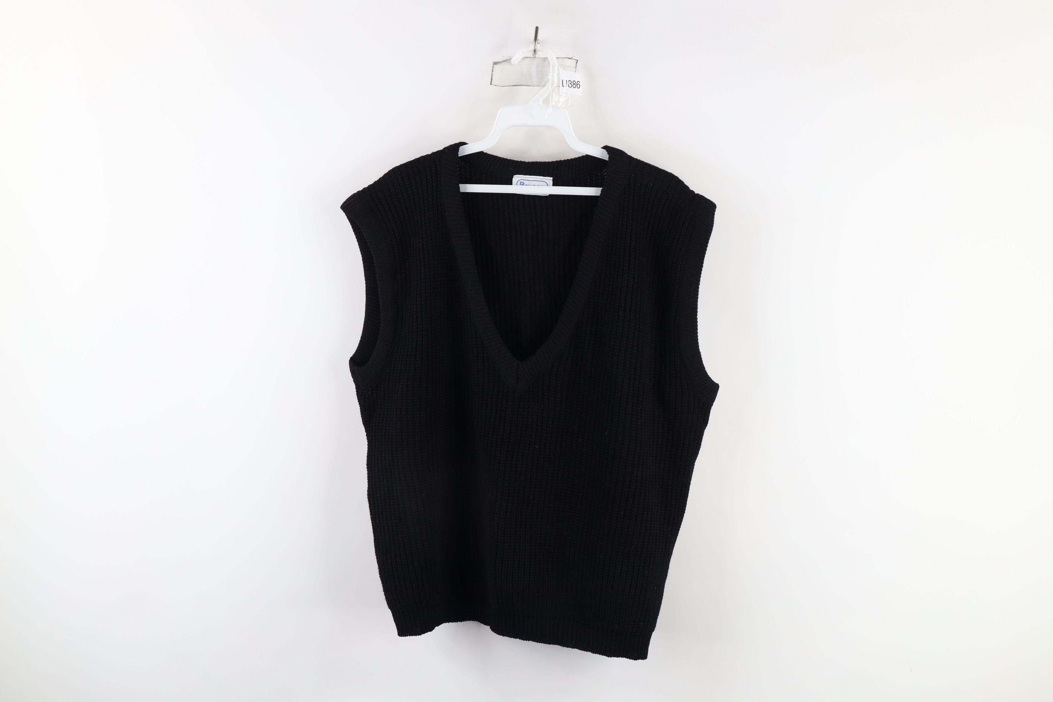 Vintage Vintage 70s Streetwear Ribbed Knit Sweater Vest Black USA Size XL / US 12-14 / IT 48-50 - 1 Thumbnail