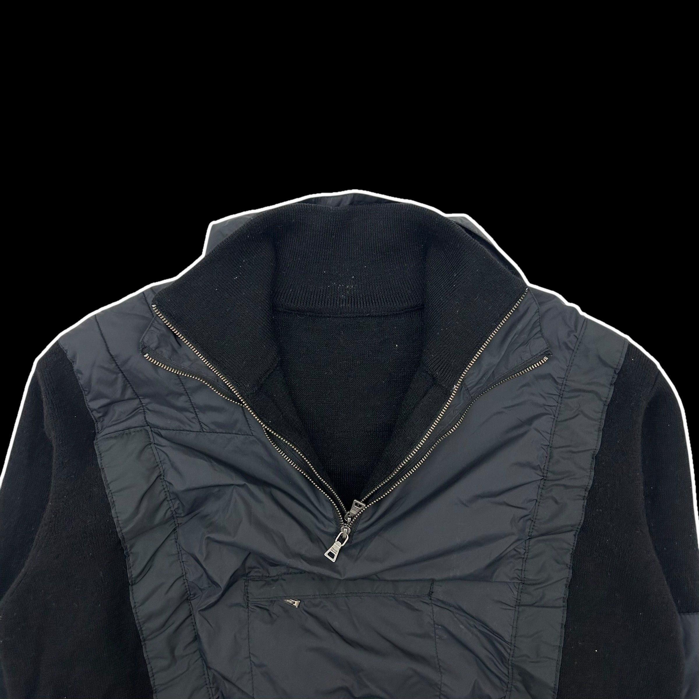 Vintage Prada Sport Layered Wool Nylon Zip Knit Sweater