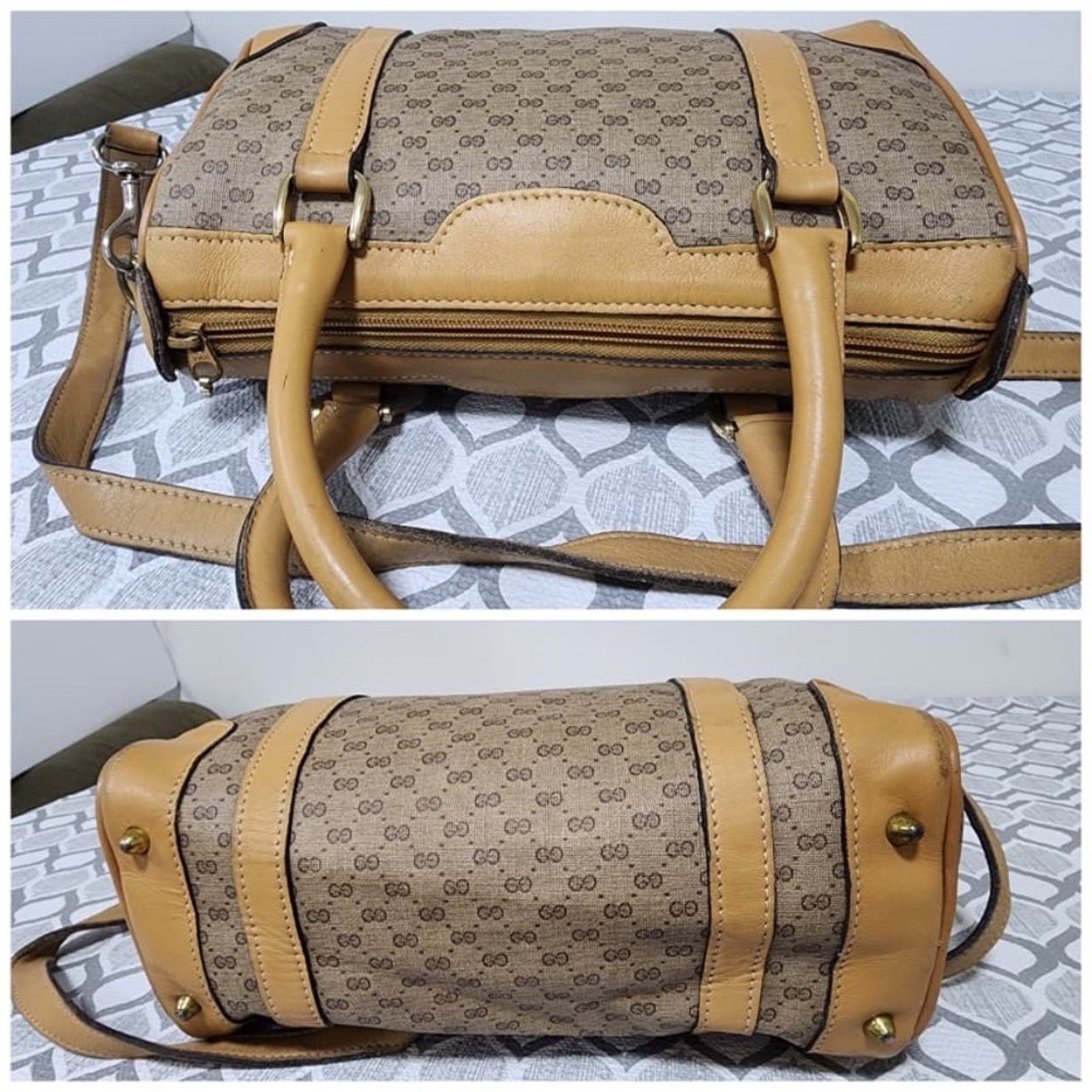 Gucci GUCCI Vintage Canvas Leather Boston GG Monogram Satchel BagB Size ONE SIZE - 7 Thumbnail