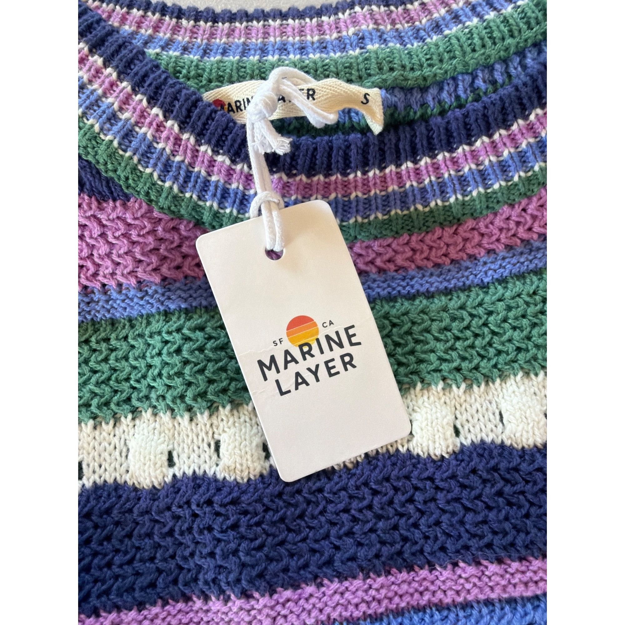 Marine Layer Marine Layer Rory Crochet Vest Cool Stripe Sleeveless Top Kn Size S / US 4 / IT 40 - 7 Thumbnail