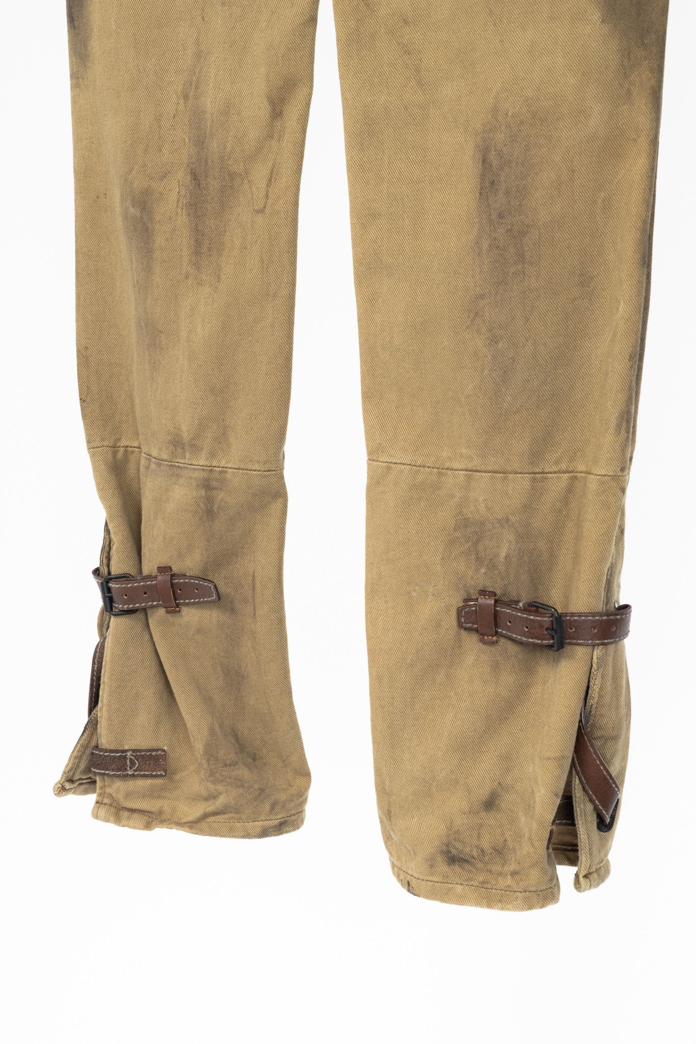 Ralph Lauren Ralph Lauren Tan Distressed Cotton Leather-Trim Jeans Size 29" - 9 Thumbnail