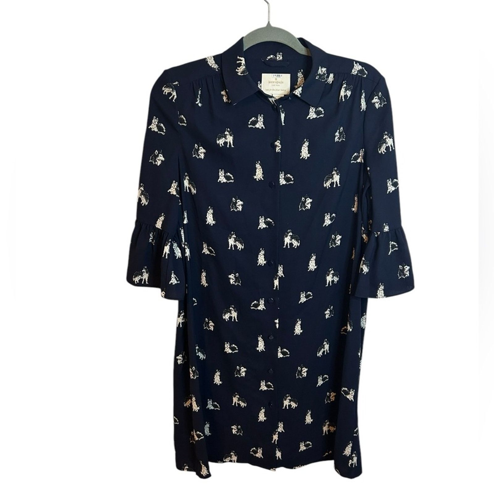 Kate Spade Kate Spade Husky Print Belted Button Front Dress Size S / US 4 / IT 40 - 1 Thumbnail