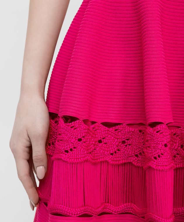 Alexander McQueen o1y0325 Mini Dress in Fuchsia Size L / US 10 / IT 46 - 5 Thumbnail