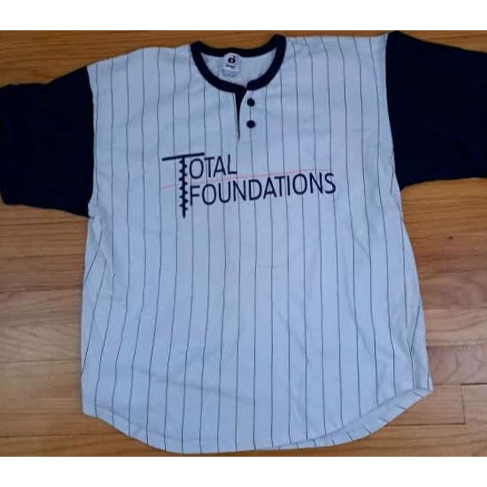 Vintage Badger T-Shirt Shirt XL White Striped 1/4 Button Baseball Jersey V-Neck Mens Sports Regular Cotton Jersey Short Sleeve Size US XL / EU 56 / 4 - 2 Thumbnail