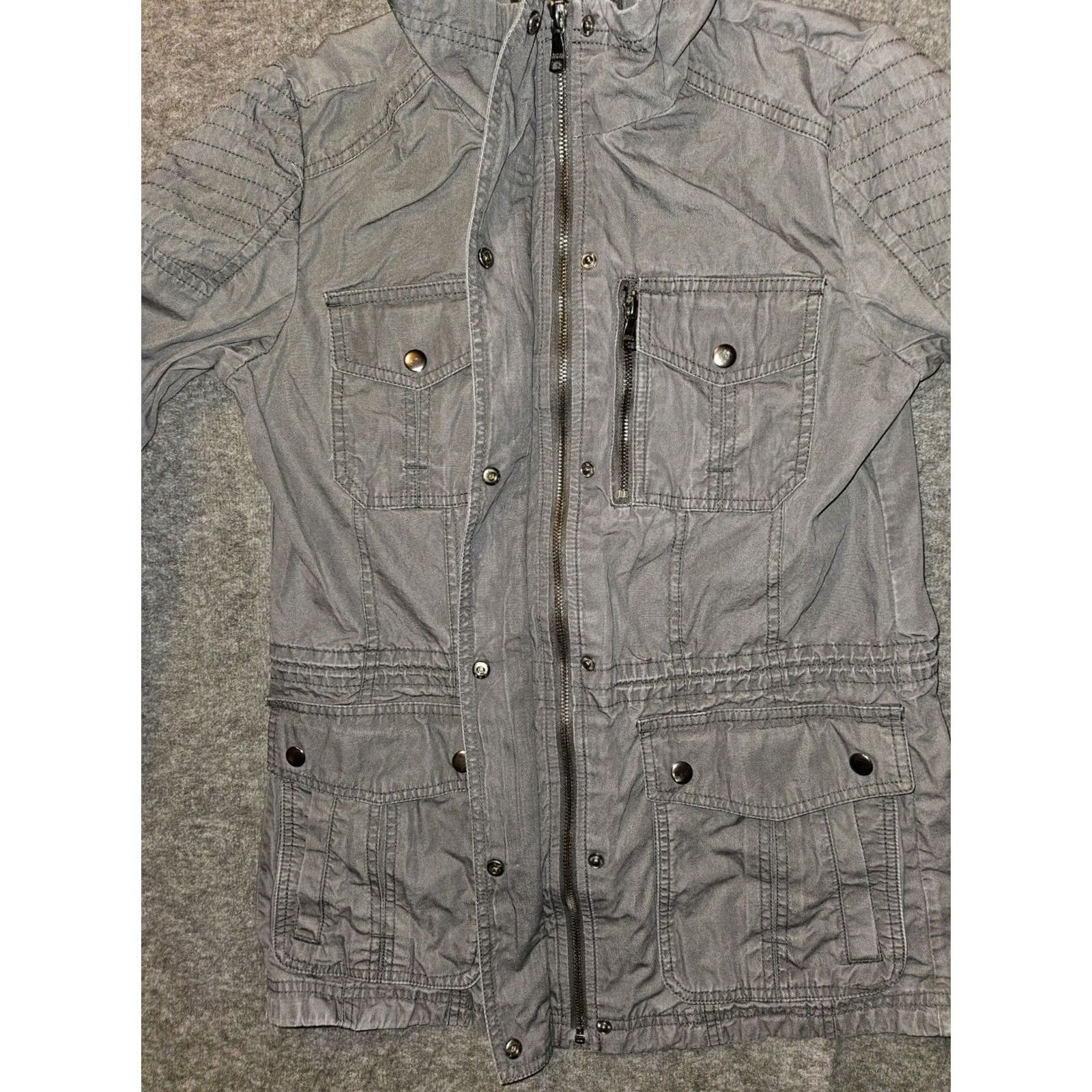 Banana Republic VINTAGE Banana Republic Military Jacket Women's Small Gray Full Zip Snap Size S / US 4 / IT 40 - 7 Thumbnail