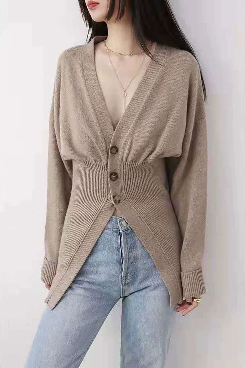 Alexander Wang Alexanderwang Beige V-Neck Knit Cardigan Size US S / EU 44-46 / 1 - 1 Thumbnail