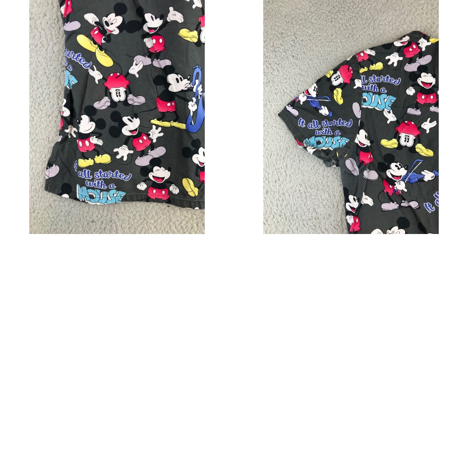 Disney Disney Mickey Mouse Scrub Top Women's Small Gray Printed Short Sleeve Pockets Size S / US 4 / IT 40 - 10 Thumbnail