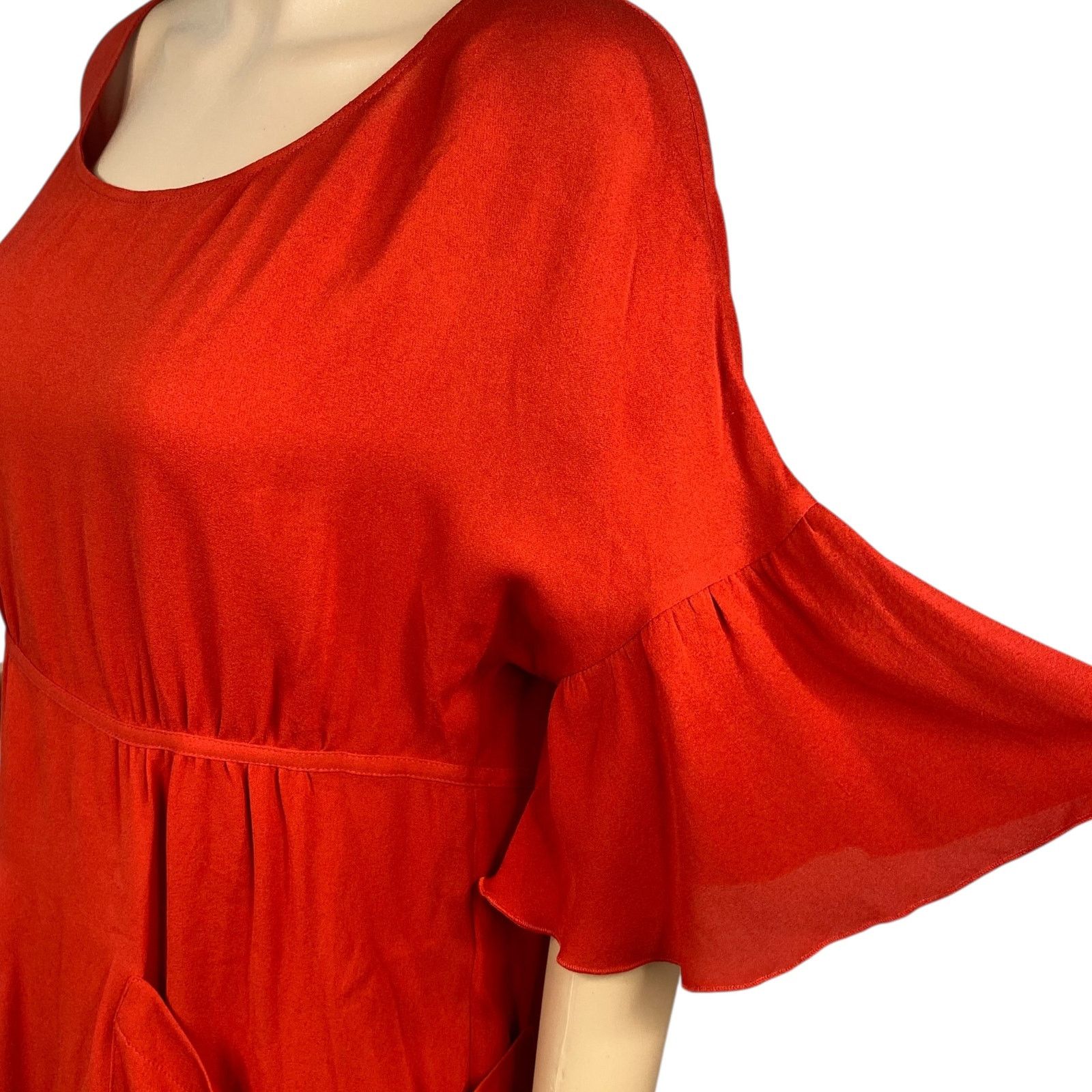 Stella McCartney Stella McCartney Red Silk Bell Sleeve Empire Blouse SZ 38/4 Size S / US 4 / IT 40 - 4 Thumbnail