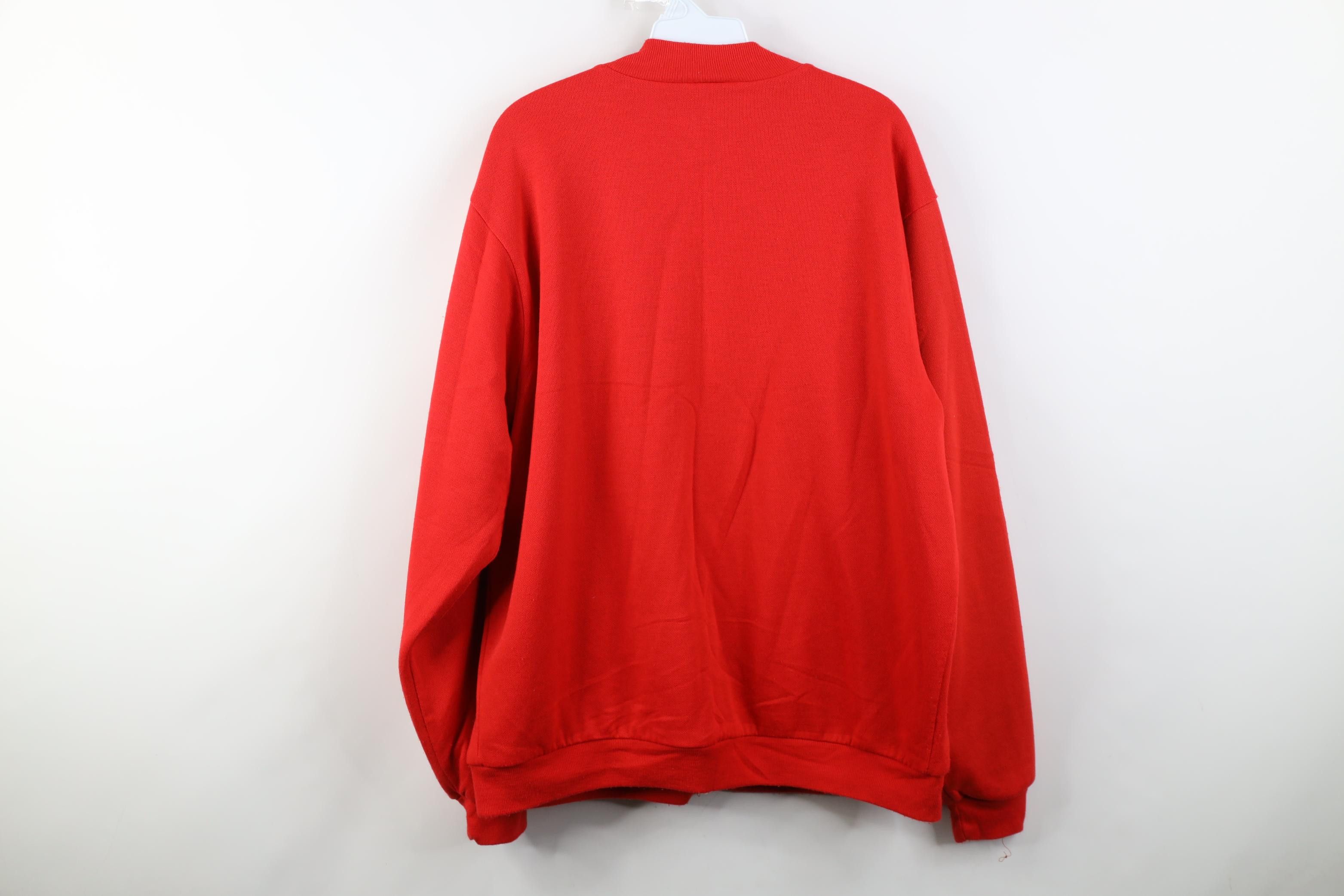 Vintage Vintage 90s Streetwear Waffle Knit Sweatshirt Jacket Red USA Size US XL / EU 56 / 4 - 10 Thumbnail