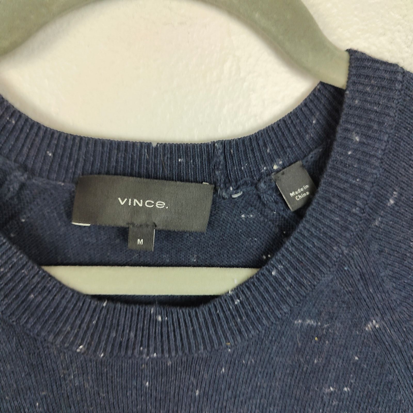 Vince Vince Cotton Wool Sweater Mens Medium Navy Blue Speckled Size US M / EU 48-50 / 2 - 4 Thumbnail