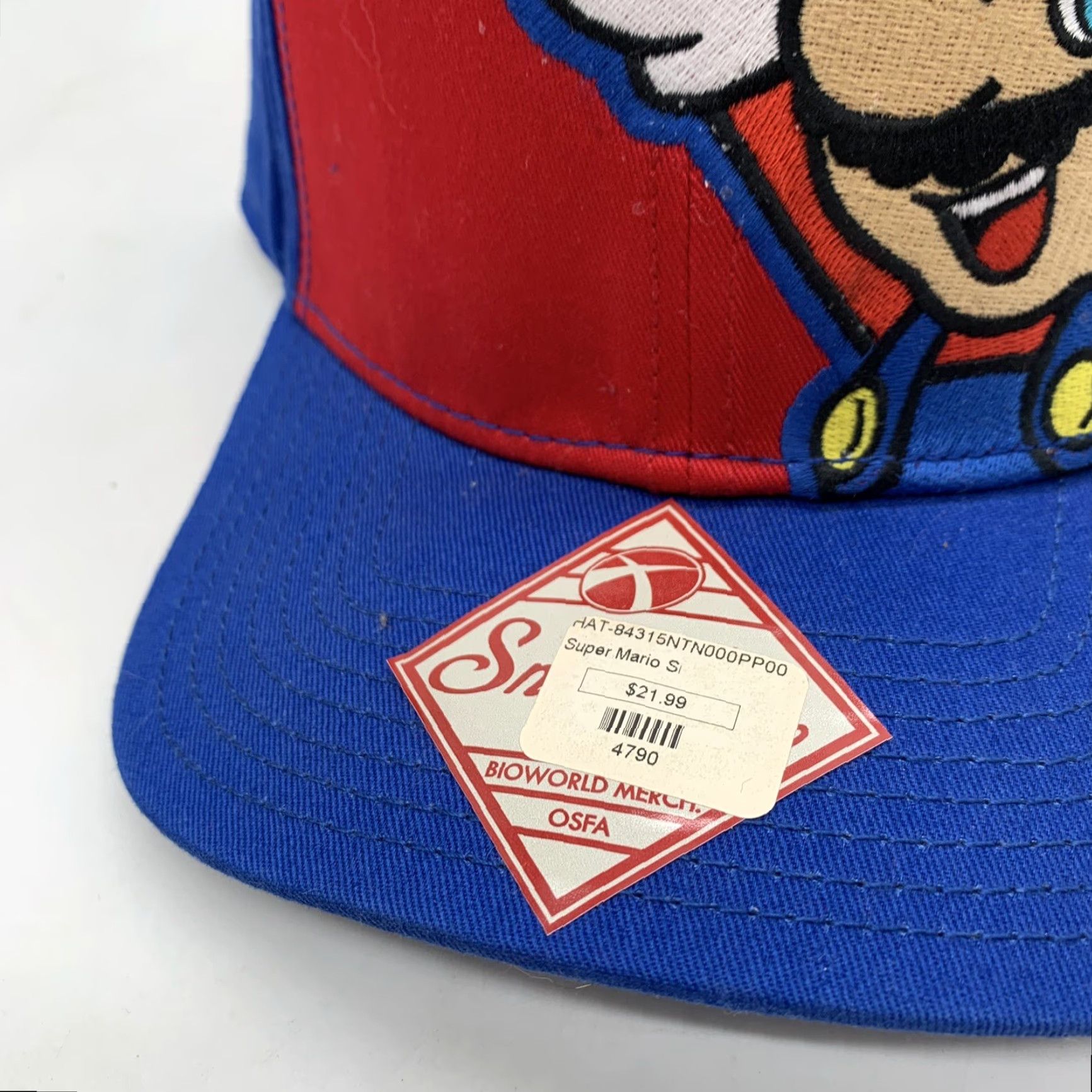 Nintendo VINTAGE Super Mario Snapback Hat Cap One Size Blue & Red 90s Mens Size ONE SIZE - 3 Thumbnail