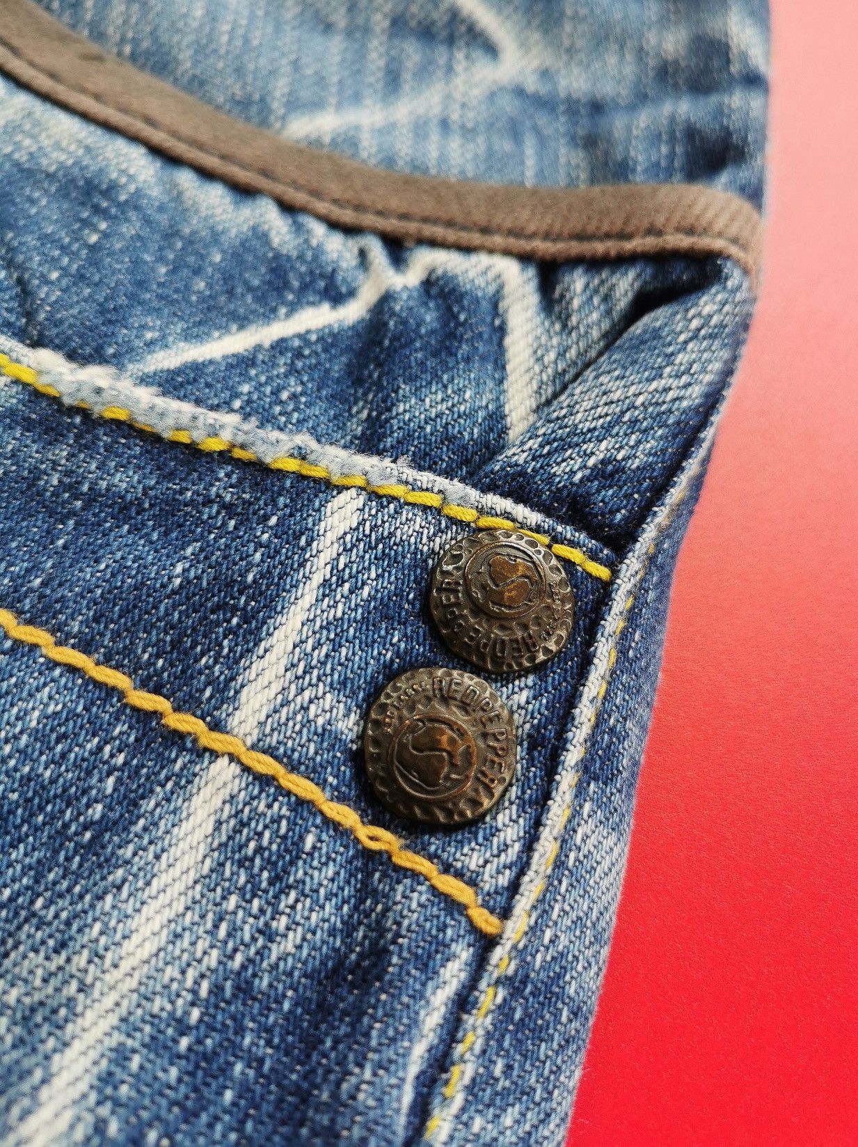 If Six Was Nine Red Pepper Red Indian Embroidery Denim Jeans Size US 32 / EU 48 - 12 Thumbnail