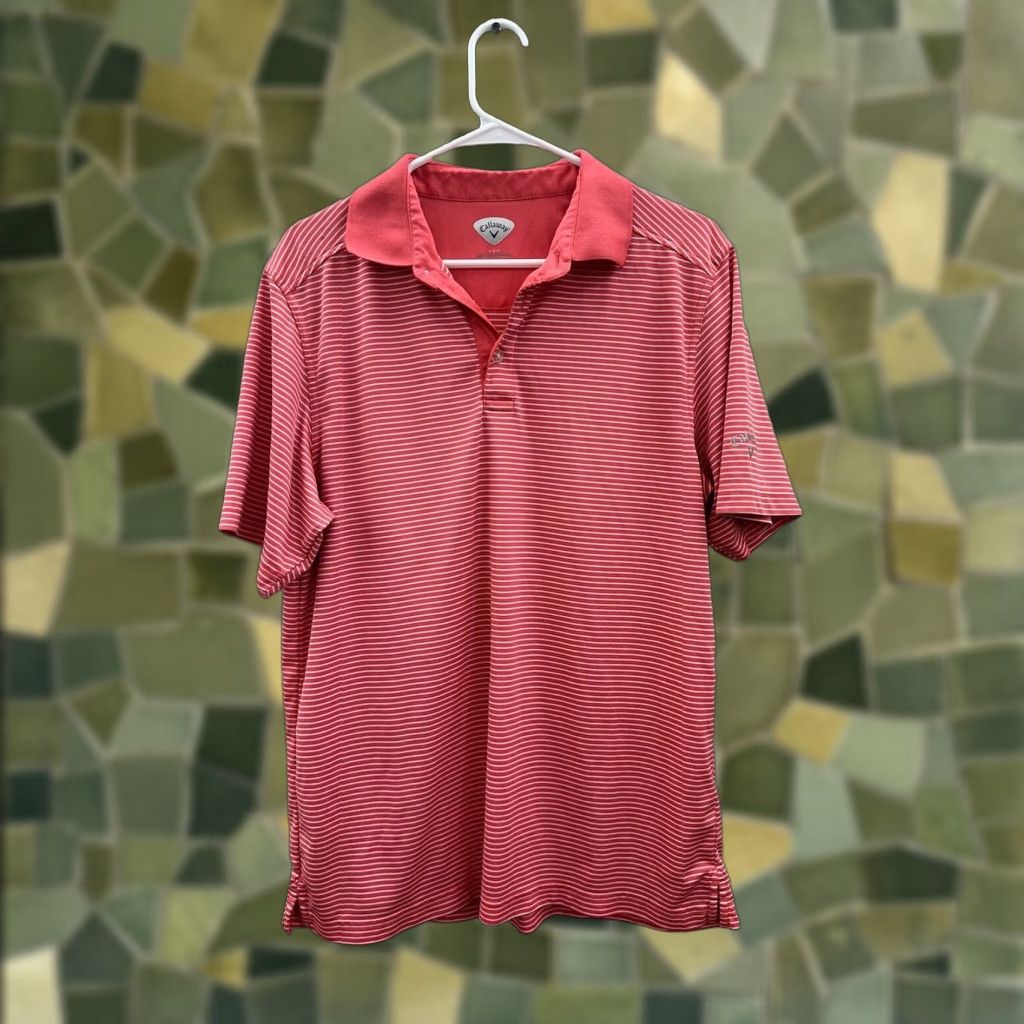 Callaway Callaway Mens Polo Shirt Size Large Orange/Pink Striped Short Sleeve Golf Size US L / EU 52-54 / 3 - 1 Thumbnail
