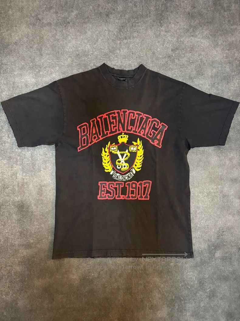 Balenciaga Balenciaga Scissors Wheat Logo Letter Pattern Printed Crew Size US M / EU 48-50 / 2 - 1 Thumbnail