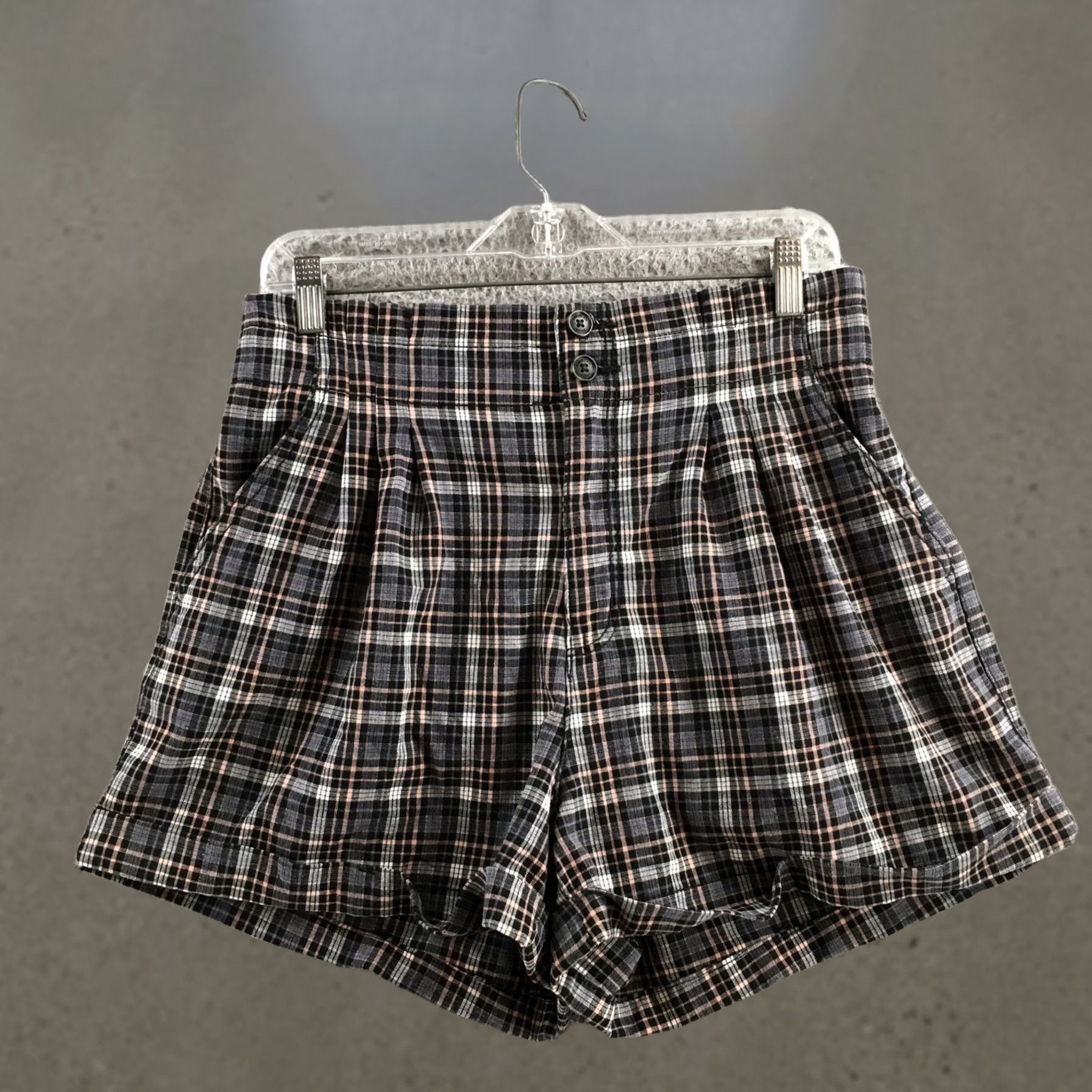 American Eagle Outfitters American Eagle Outfitters Mom Shorts Womens 2 Blue High Rise Button Front Plaid Size 26" / US 2 / IT 38 - 1 Thumbnail