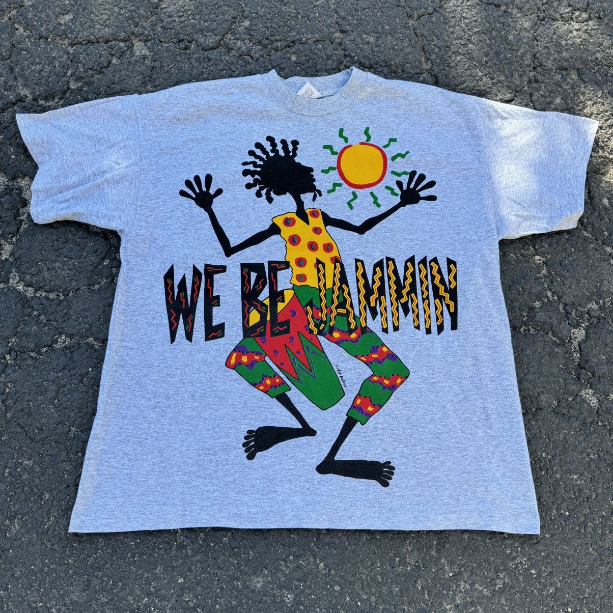 Bob Marley 90s Jamaica We Be Jammin Rastaman Grey Tee Single Stitch XL Size US XL / EU 56 / 4 - 2 Thumbnail