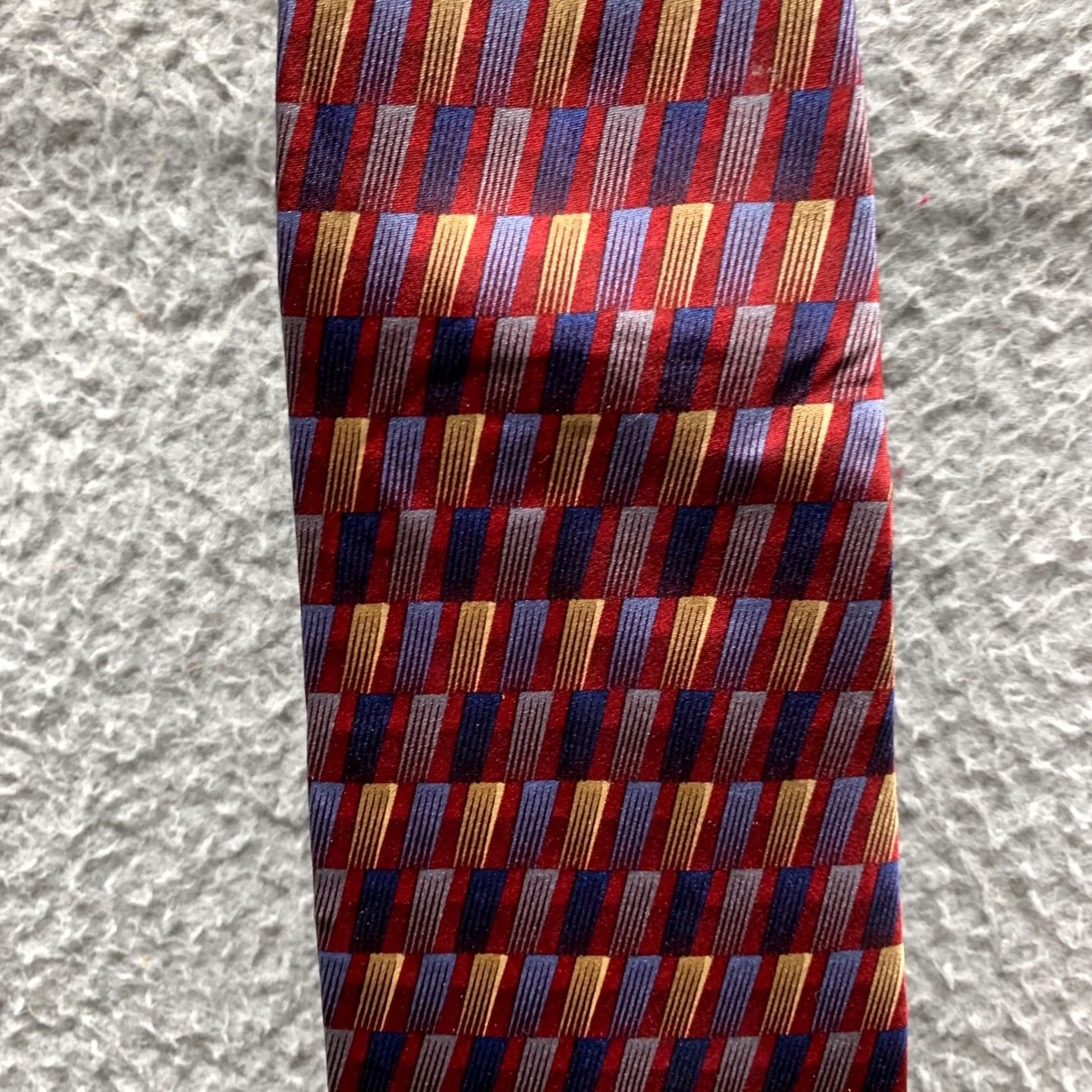 Bill Blass VINTAGE Bill Blass Tie Red Blue Mens 3.75 Inch 100% Silk Neck Made in USA Formal Size ONE SIZE - 2 Thumbnail