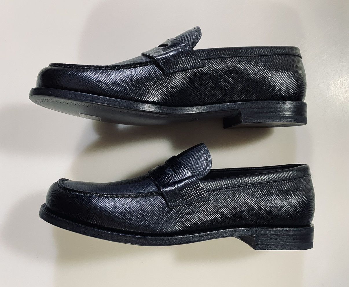 Prada NIB Prada 🇮🇹 saffiano leather Nero/Grey contra loafer 8.5 NW Size US 8.5 / EU 41-42 - 6 Thumbnail