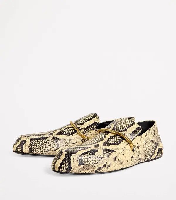 Jil Sander o1loc1c0426 Leather Snakeskin Effect Loafers in Beige Size US 8 / IT 38 - 2 Thumbnail