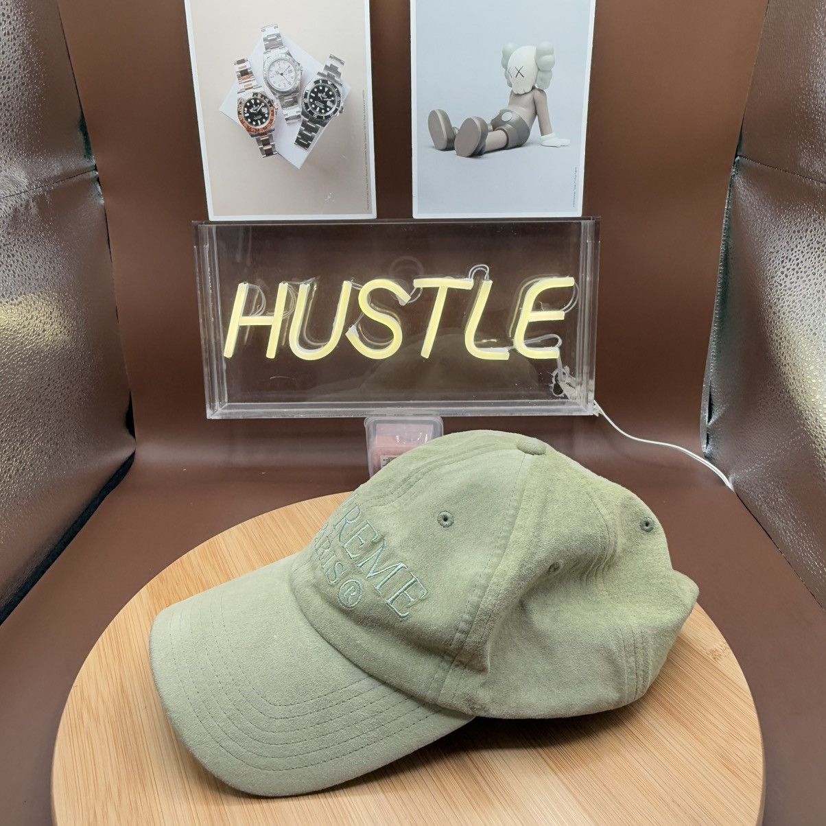 Supreme Supreme NY Mint Green Suede PARIS Tonal Logo 6 Panel Cap Hat Size ONE SIZE - 3 Thumbnail