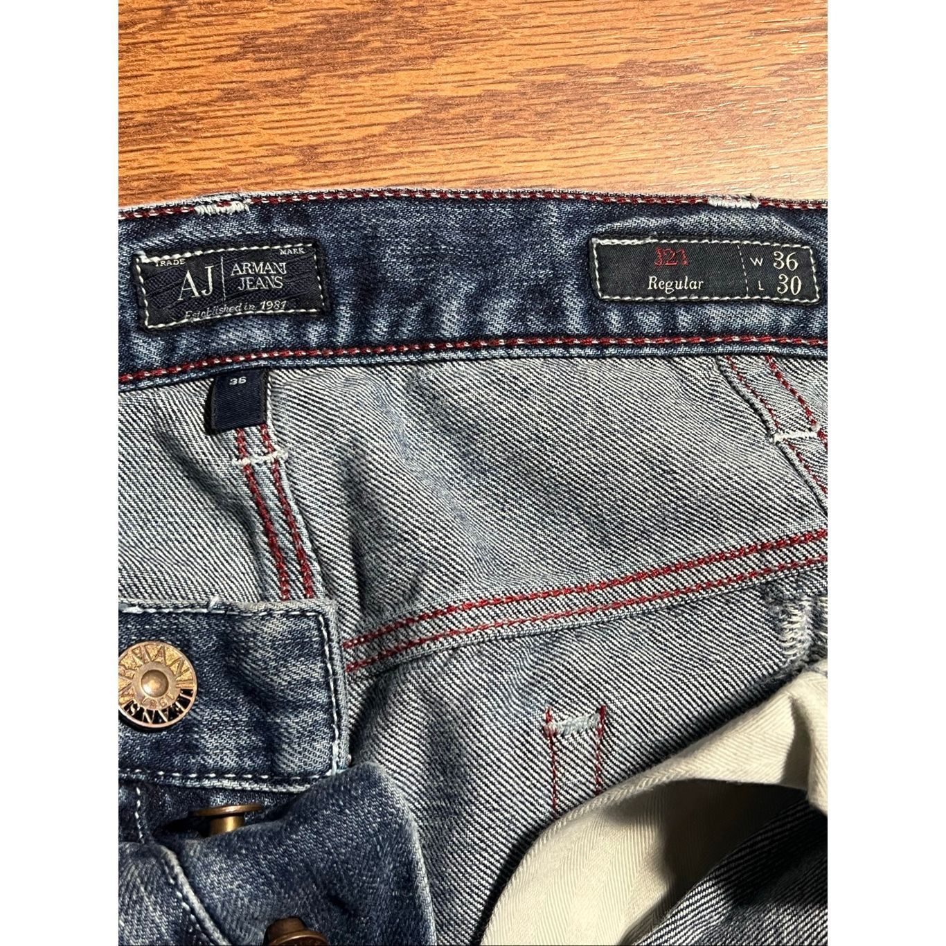 Armani Armani J21 Regular Fit Distressed Button Fly Jeans Size US 36 / EU 52 - 7 Thumbnail
