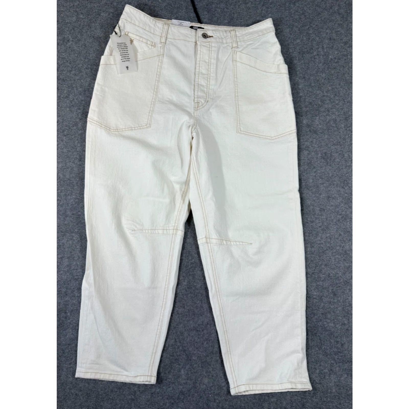 Frye Frye Jeans Womens 10 Ankle Ivory Bone Stretch Button Fly High Rise NWT Size 32" / US 10 / IT 46 - 2 Thumbnail