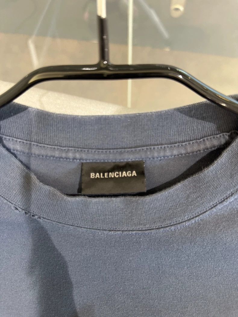 Balenciaga Balenciaga Washed blue and black printed short sleeve T-sh Size US XXS / EU 40 - 3 Thumbnail