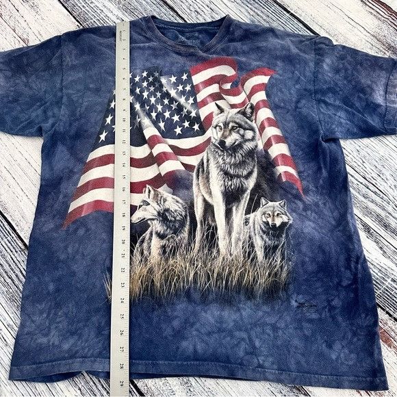 The Mountain Vintage The Mountain American Flag & Wolf Tie Dye T-Shirt Size US XL / EU 56 / 4 - 7 Thumbnail