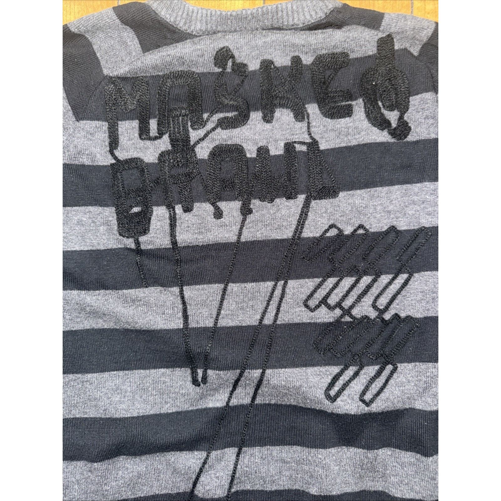 Artful Dodger × Vintage Artful Dodger Striped V-Neck Sweater Black Gray 3XL Size US XXL / EU 58 / 5 - 7 Thumbnail