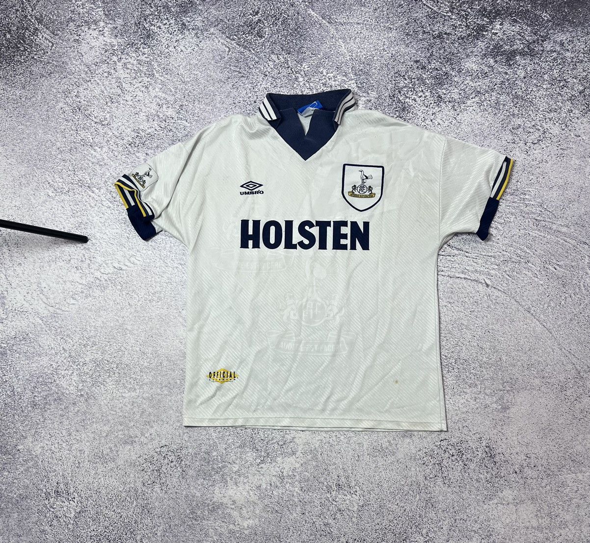image of Vintage Men’S Soccer Jersey Umbro Tottenham Hotspur 1990S in White, Men's (Size Large)