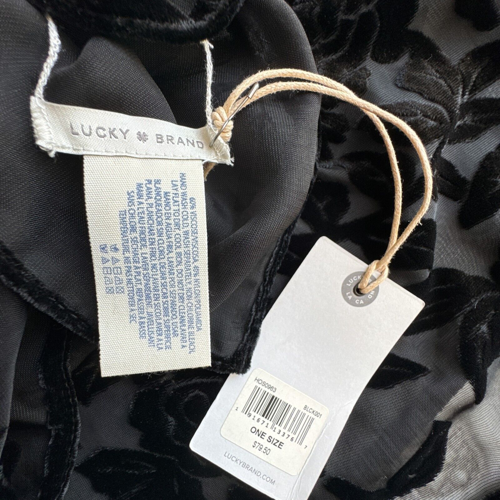 Lucky Brand LUCKY BRAND New Burnout Velvet Cape Kimono Women's OS Black Size ONE SIZE - 3 Thumbnail
