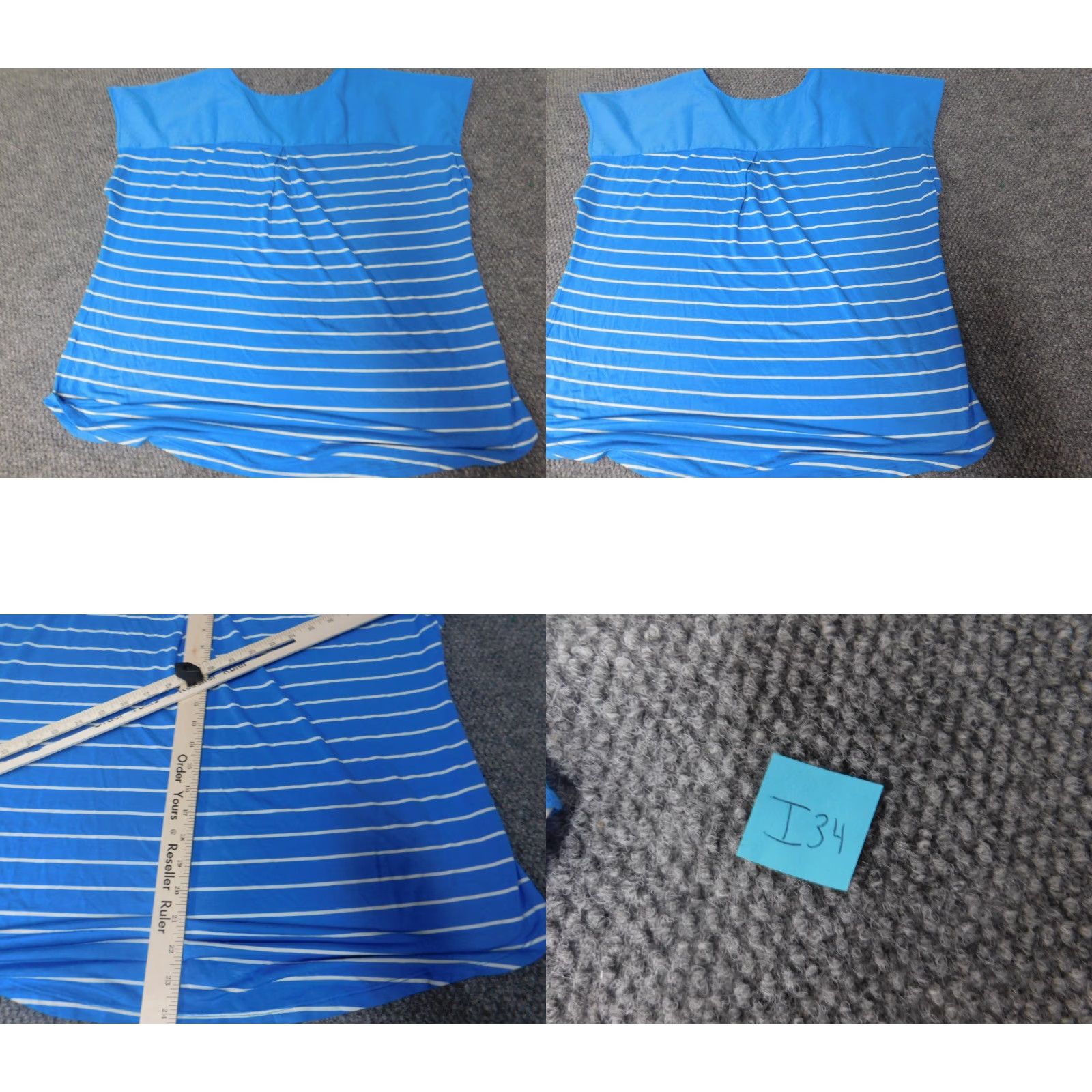 Vintage Adrienne Vittadini Blouse XL Womens Blue Striped Pullover Dolman Sleeve Collared Button Polyester Down” Size XL / US 12-14 / IT 48-50 - 8 Thumbnail