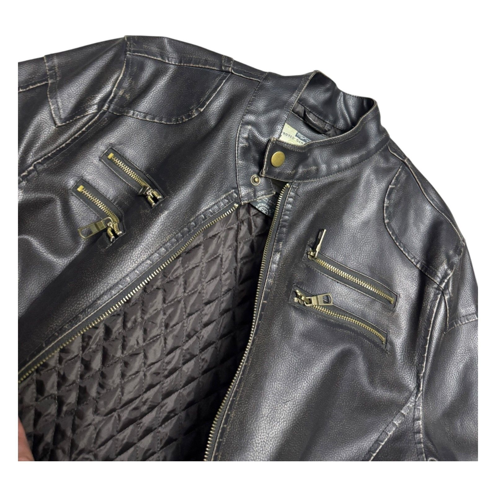 American Rag AMERICAN RAG FAUX LEATHER Motorcycle Bomber Jacket Large Size US L / EU 52-54 / 3 - 5 Thumbnail