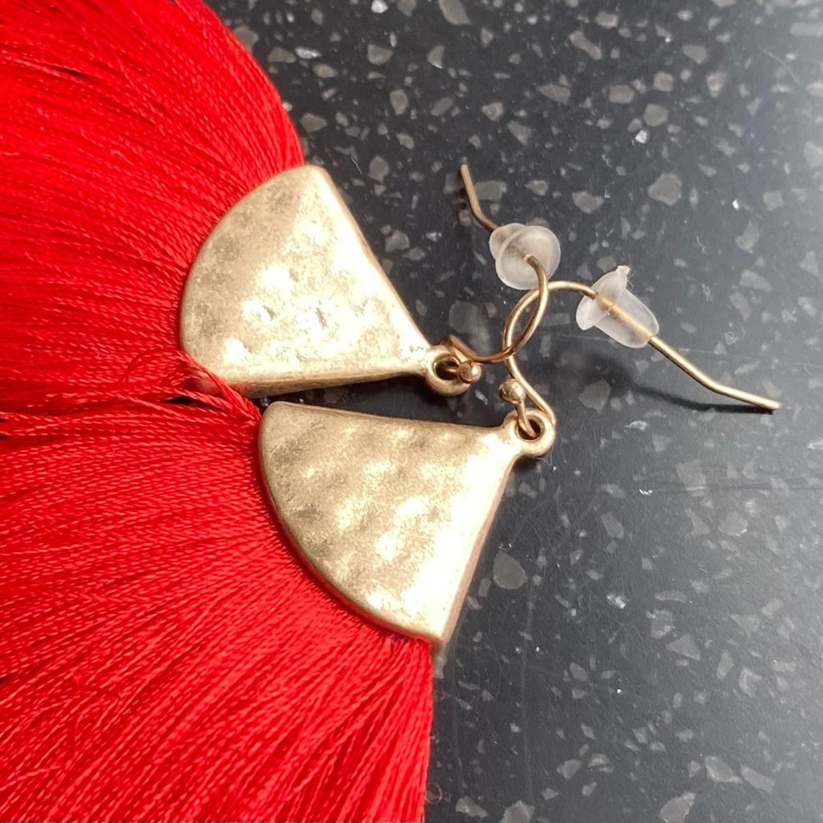 Other Vintage Red and Gold Tassel Drop Earrings Fringe Y2K Size ONE SIZE - 3 Thumbnail