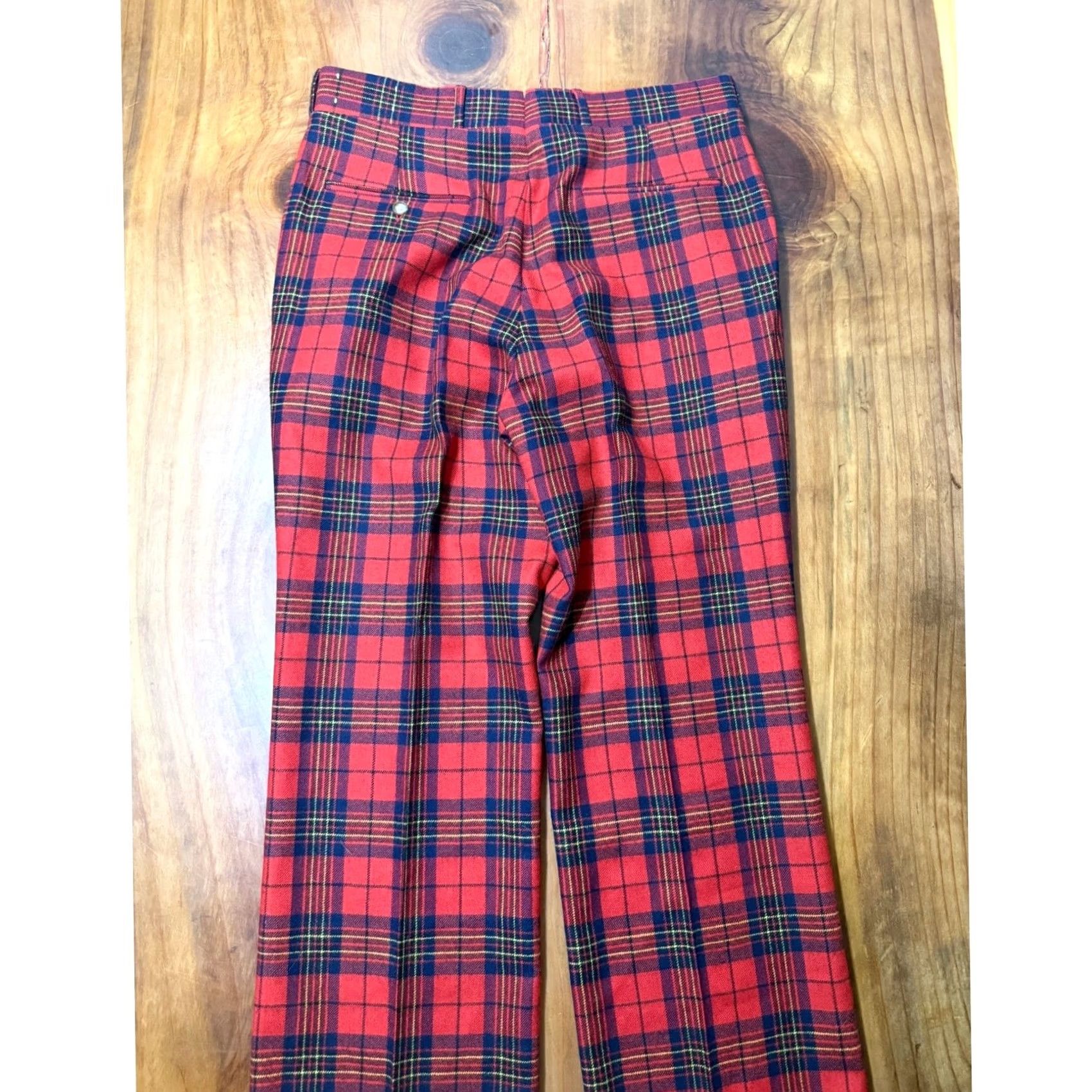 Vintage VINTAGE Corbin Pants Plaid Wool 33 x 30 70s Red Size US 33 - 7 Thumbnail