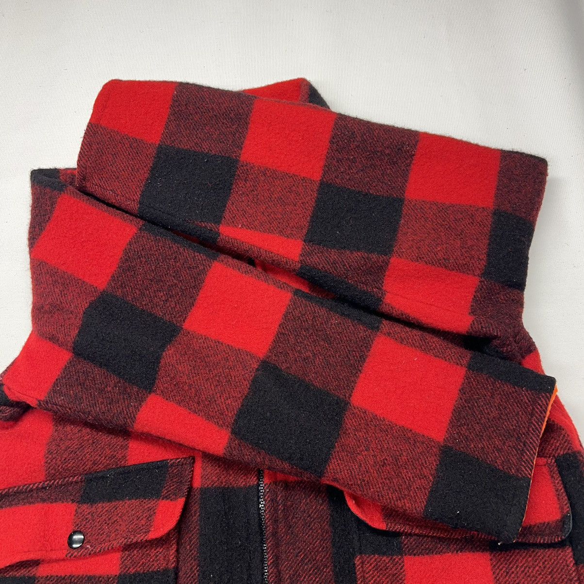 Vintage × Woolrich Woolen Mills VTG Woolrich Jacket Red Plaid Reversible Coat Blaze Wool Size US L / EU 52-54 / 3 - 4 Thumbnail