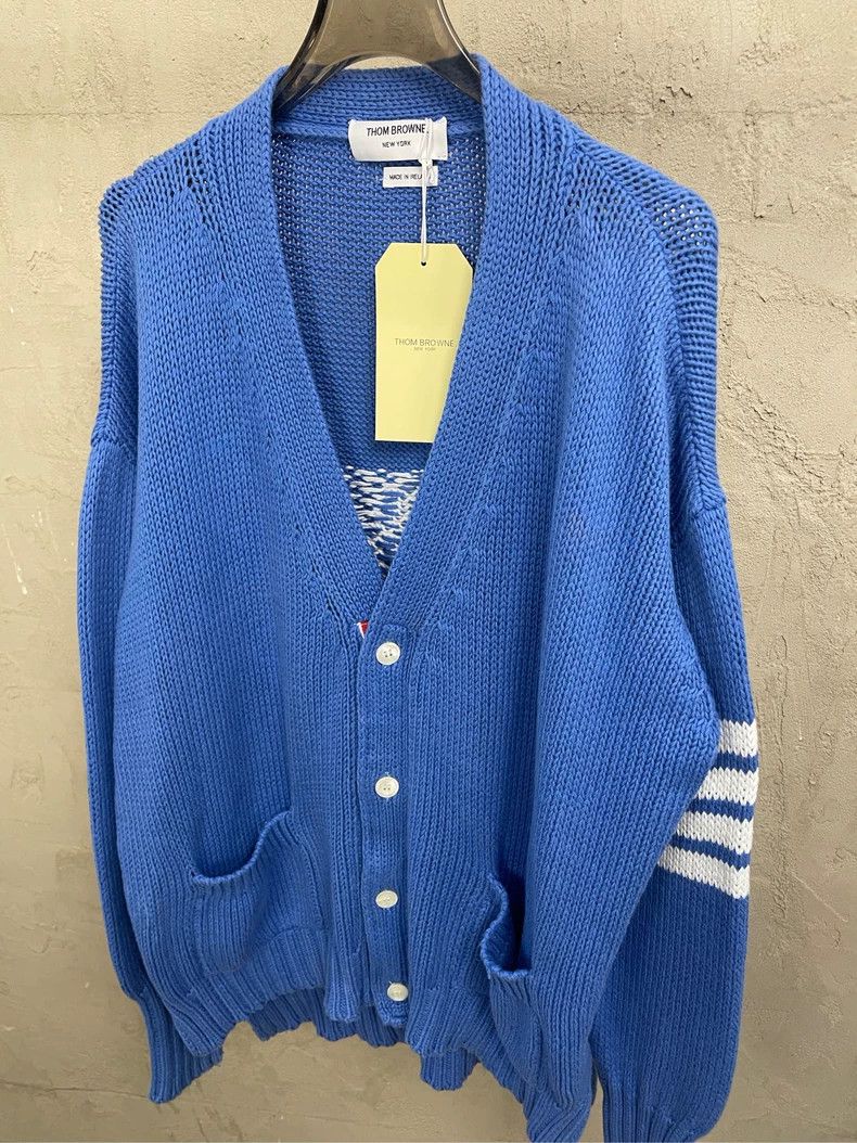 Thom Browne Thom browne Sea blue whale four-striped knitted cardigan ja Size M / US 6-8 / IT 42-44 - 3 Thumbnail