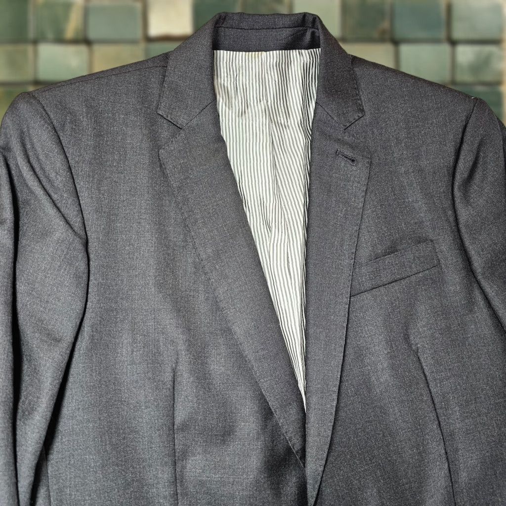 Brooklyn Tailors Blazer Womens Size 4 Grey Wool Full Canvas 2 Button Suit Jacket