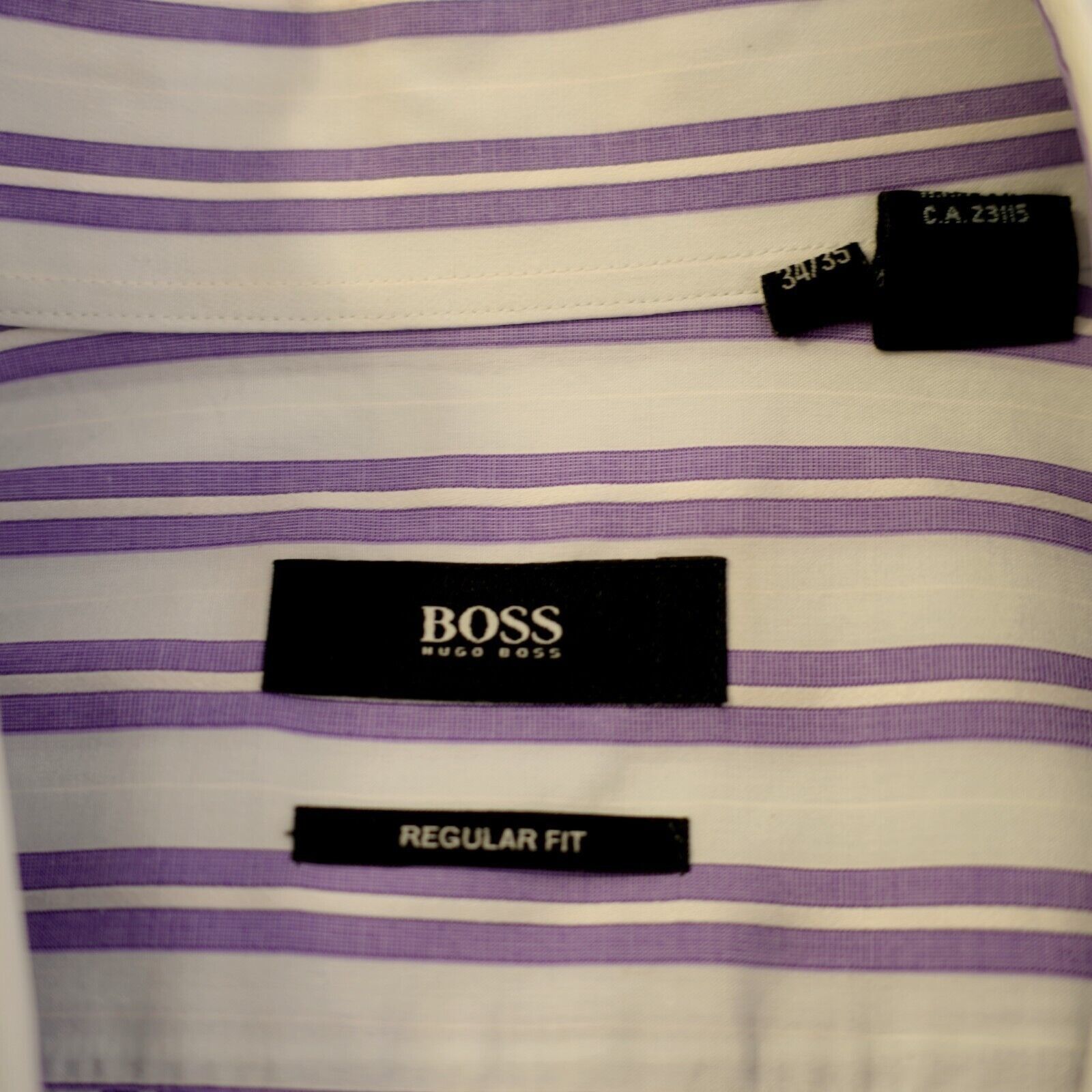 Hugo Boss Boss Hugo Boss White Purple Striped 16.5 34/35 Collared Dres Size US L / EU 52-54 / 3 - 7 Thumbnail