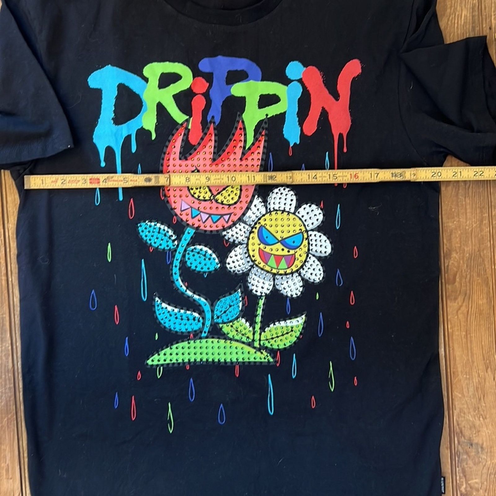 Pike Brothers Mens Black Pike Drippin t shirt rhinestones Size US XL / EU 56 / 4 - 4 Thumbnail