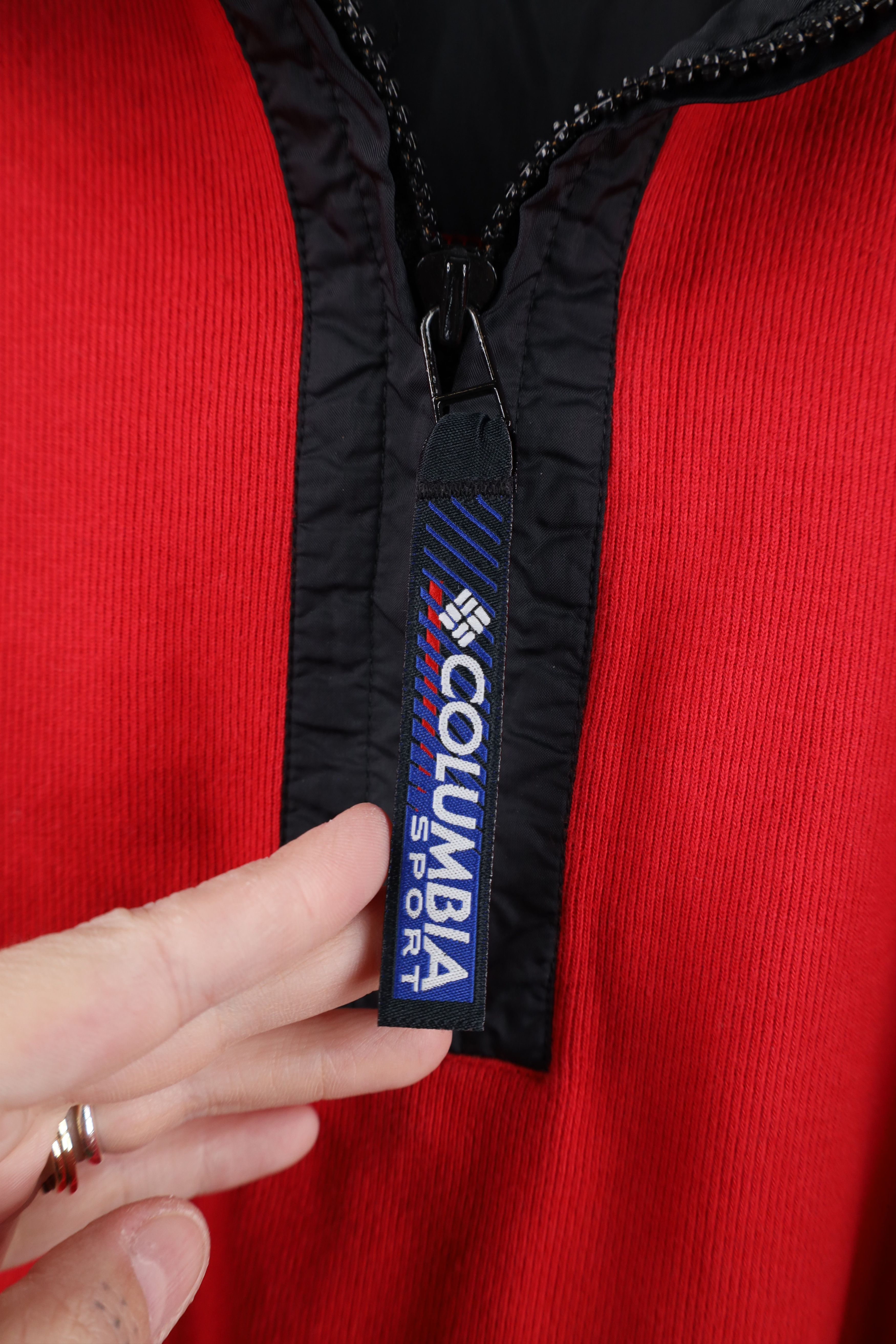 Columbia Vintage 90s Columbia Heavy Ribbed Knit Half Zip Sweater Red Size US L / EU 52-54 / 3 - 7 Thumbnail