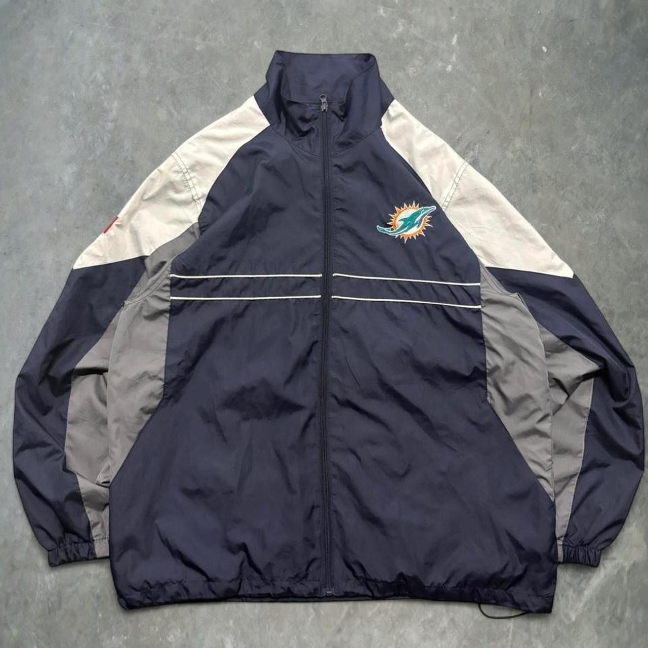 NFL Crazy Vintage Y2K/2000s Miami Dolphins Blue Zipup jacket Sports Illustrated Windbreaker! Size US L / EU 52-54 / 3 - 1 Thumbnail