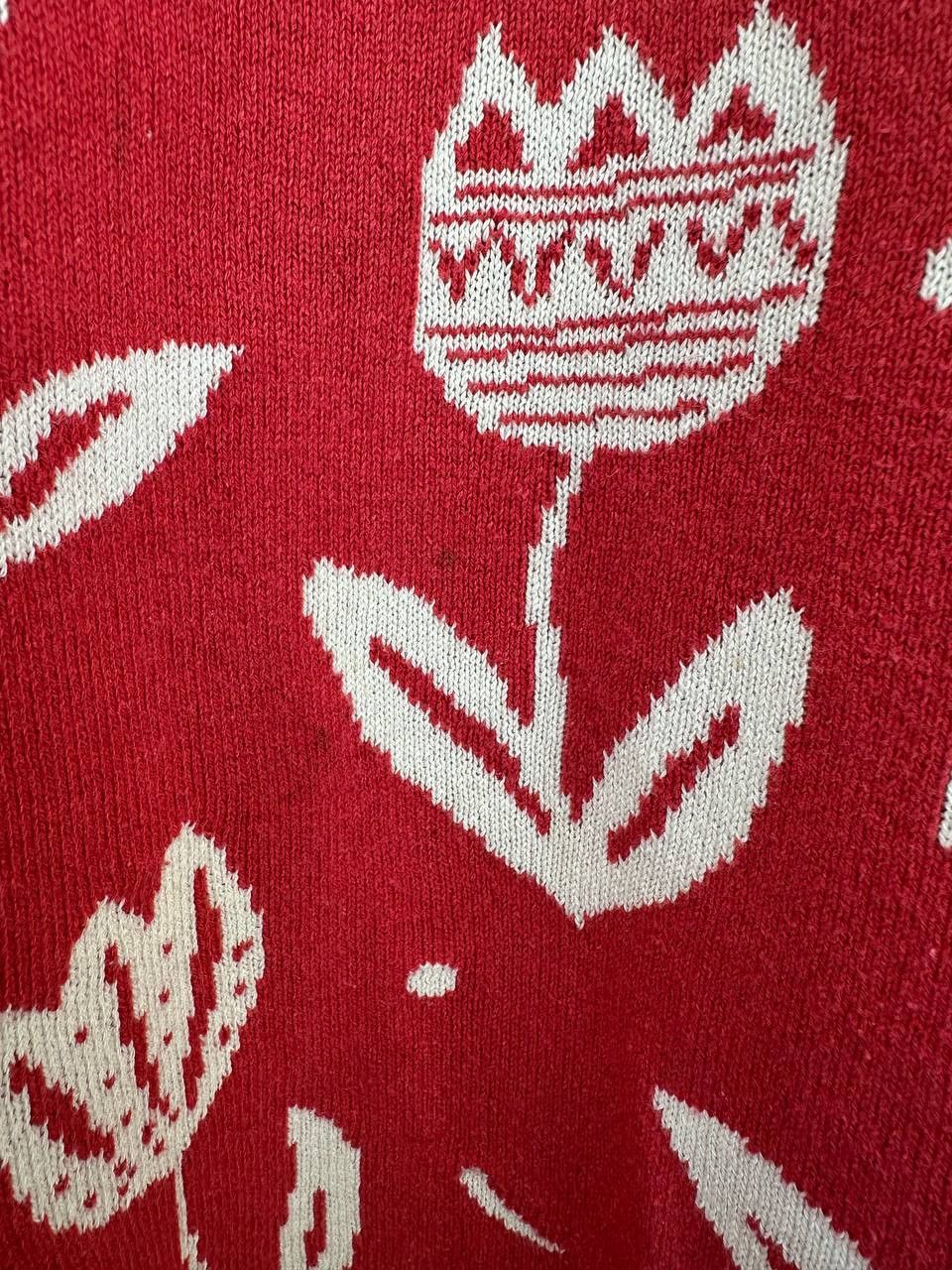 Gudrun Sjoden Gudrun Sjoden Red Floral Jacquard Knit Sweater Pullover Size XL / US 12-14 / IT 48-50 - 11 Thumbnail